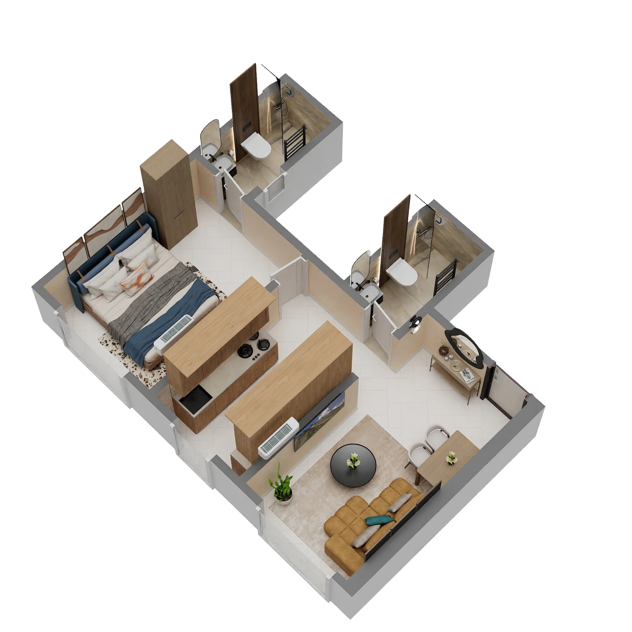 1 BHK 405 Sq. Ft. Apartment