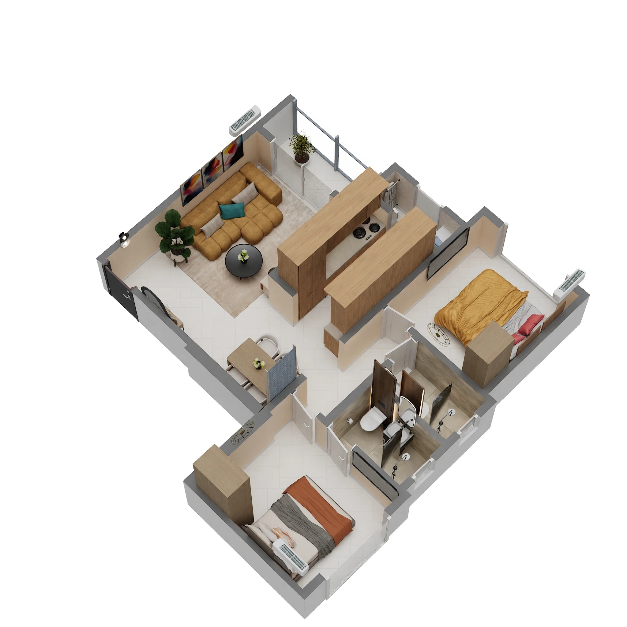 2 BHK 590 Sq. Ft. Apartment