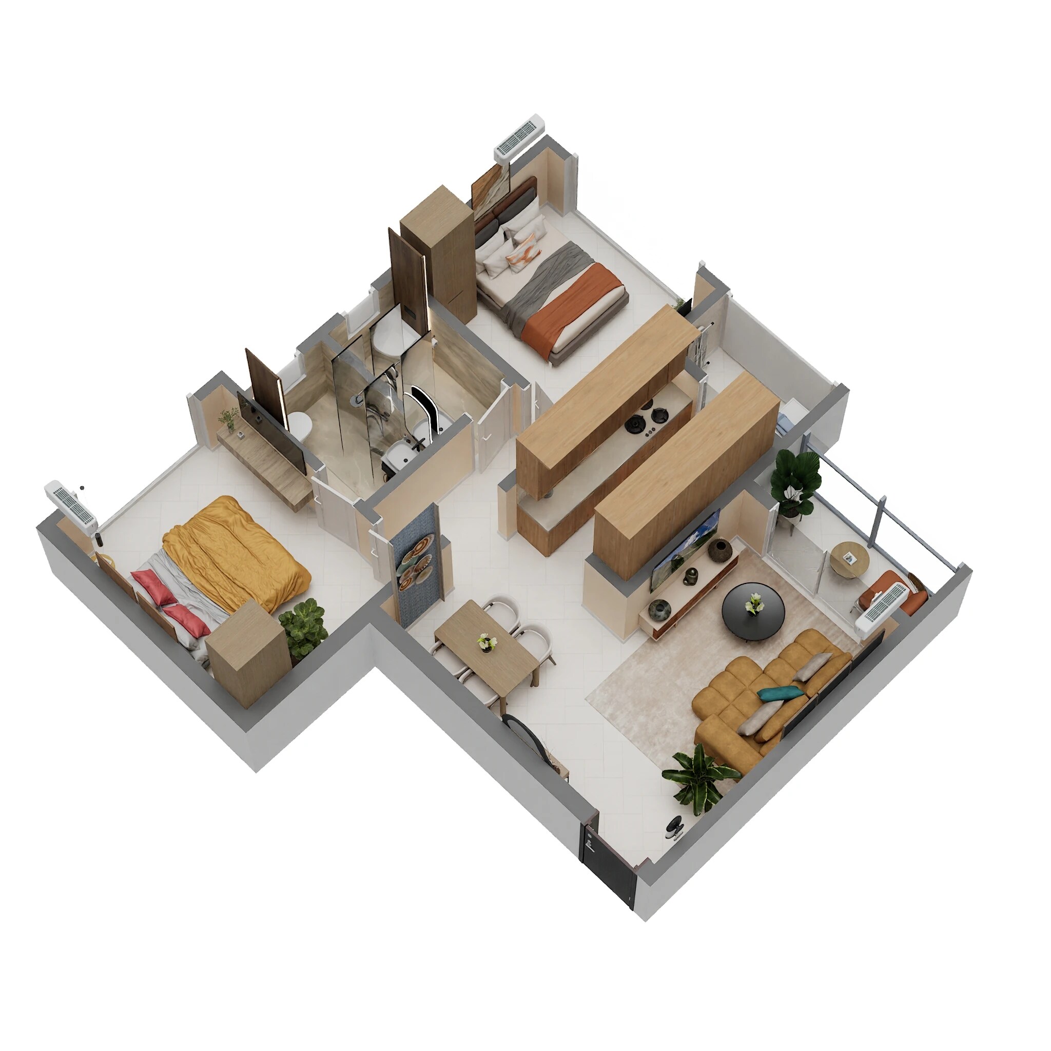 2 BHK 636 Sq. Ft. Apartment