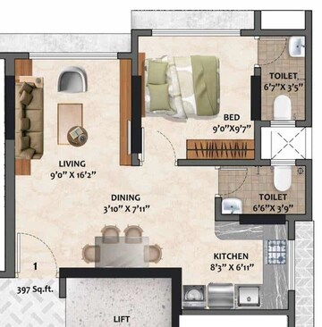  1 BHK Apartment at Adityaraj Shivraj, Tagore Nagar – for Sale