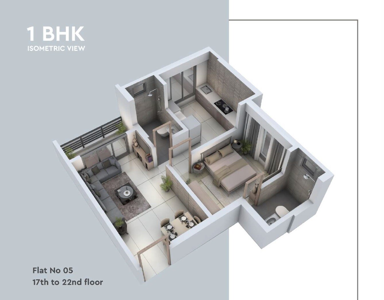 Floor plan of 1 BHK 450 Sq. Ft. Apartment in Adityaraj Signature, Mumbai