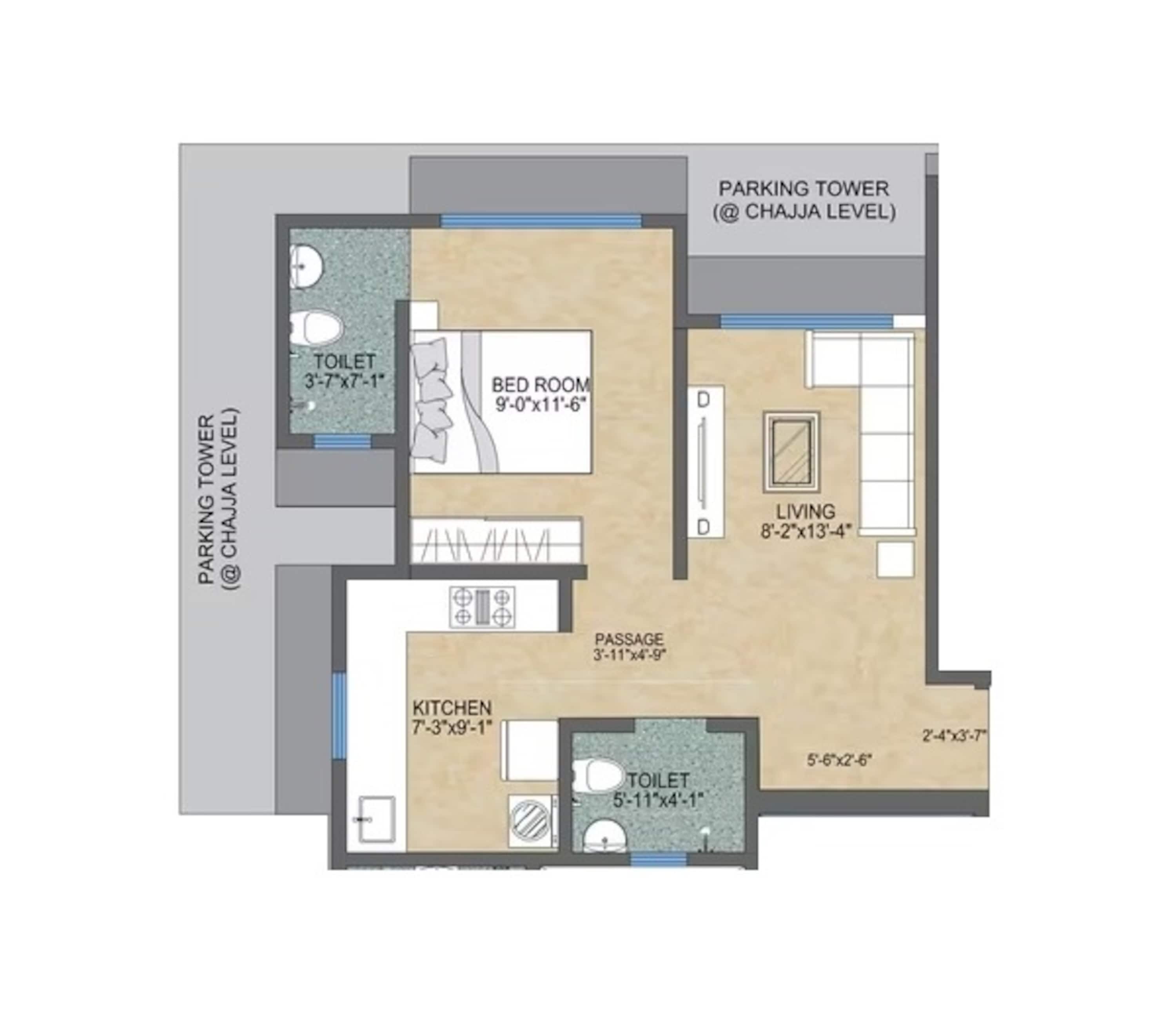 1 BHK 339 Sq. Ft. Apartment in Adityaraj Tapovan