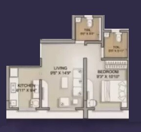 Floor plan of 1 BHK 408 Sq. Ft. Apartment in Advait 78 East, Mumbai