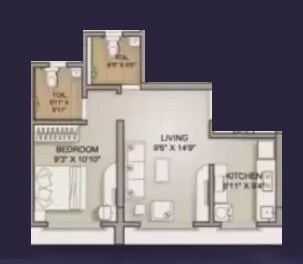 Floor plan of 1 BHK 425 Sq. Ft. Apartment in Advait 78 East, Mumbai