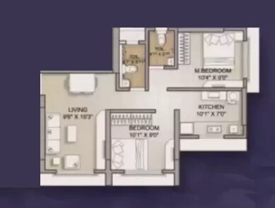 Floor plan of 2 BHK 541 Sq. Ft. Apartment in Advait 78 East, Mumbai