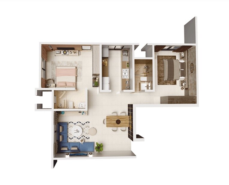 Floor plan of 2 BHK 751 Sq. Ft. Apartment in Advent Divine, Mumbai