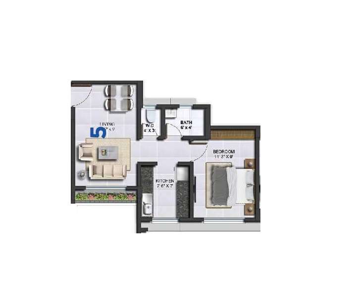 1 BHK 287 Sq. Ft. Apartment in Agami Infinity Park