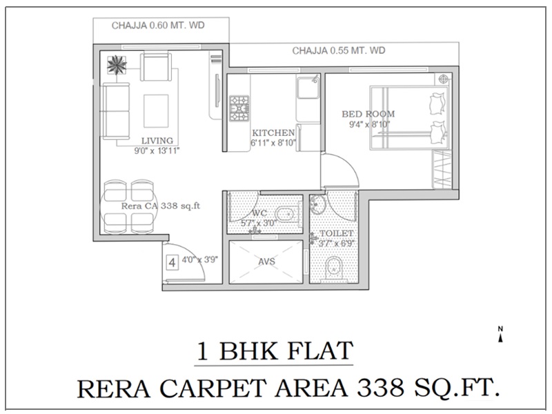 1 BHK 338 Sq. Ft. Apartment in Agastya Signature