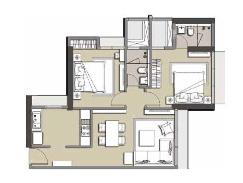 2 BHK 644 Sq. Ft. Apartment