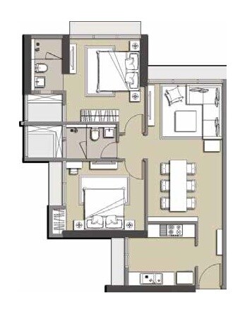 2 BHK 706 Sq. Ft. Apartment