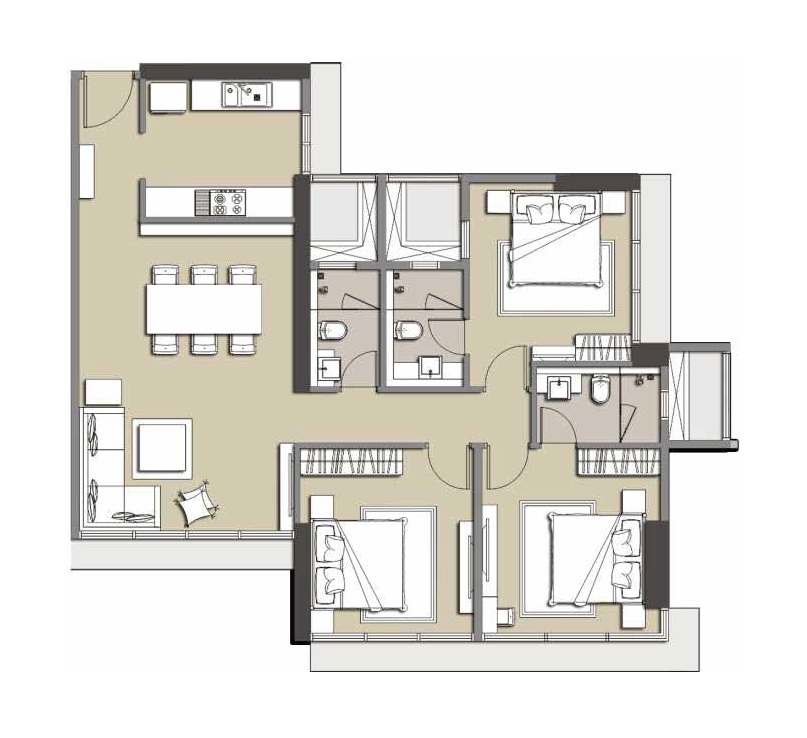 ahuja linkpark apartment 3 bhk 1050sqft 20264503174536