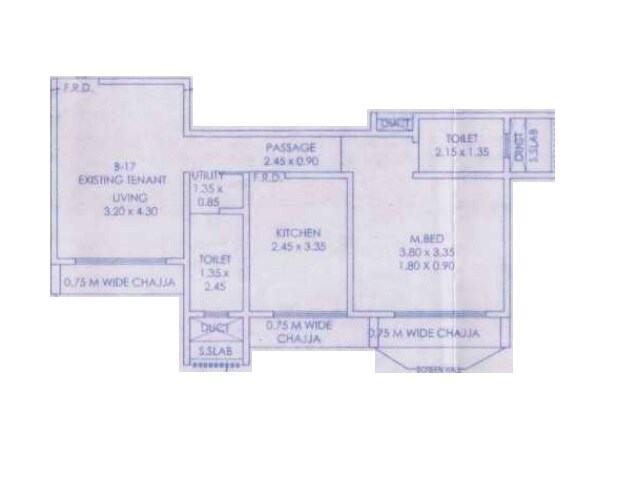 Floor plan of 1 BHK 493 Sq. Ft. Apartment in Aishwarya Optima, Mumbai
