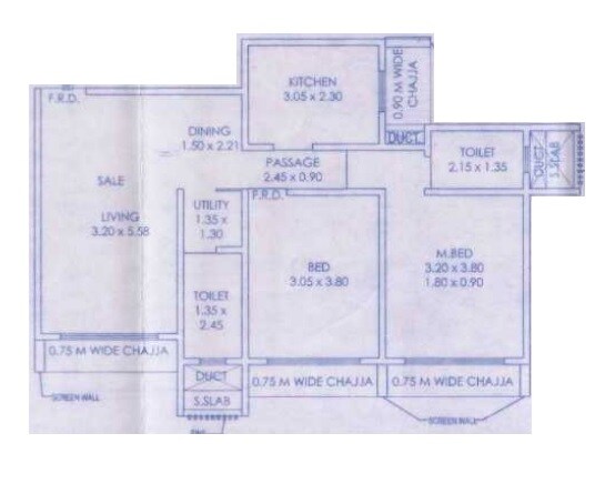 Floor plan of 2 BHK 725 Sq. Ft. Apartment in Aishwarya Optima, Mumbai