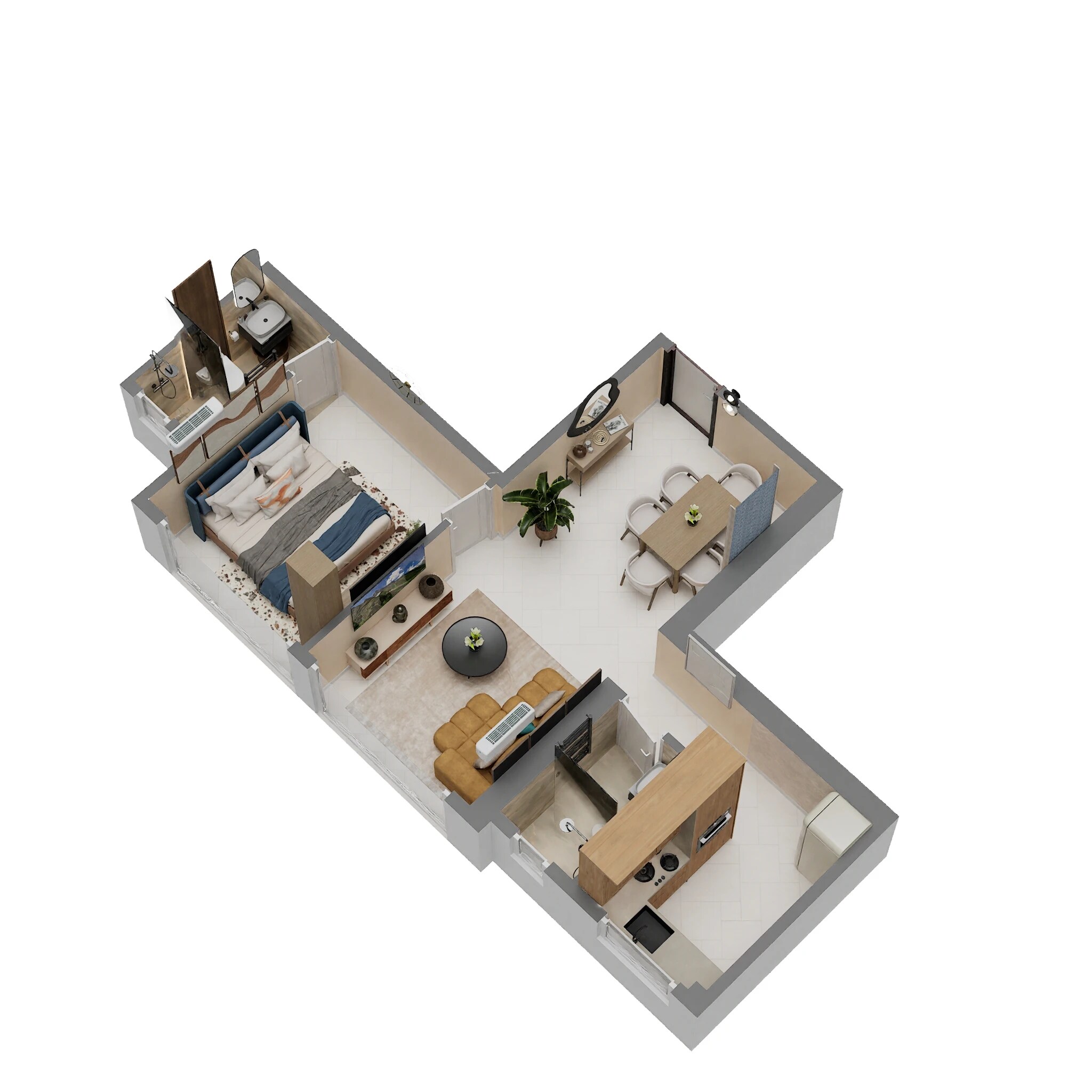 Floor plan of 1 BHK 440 Sq. Ft. Apartment in Ajmera Downtown, Mumbai