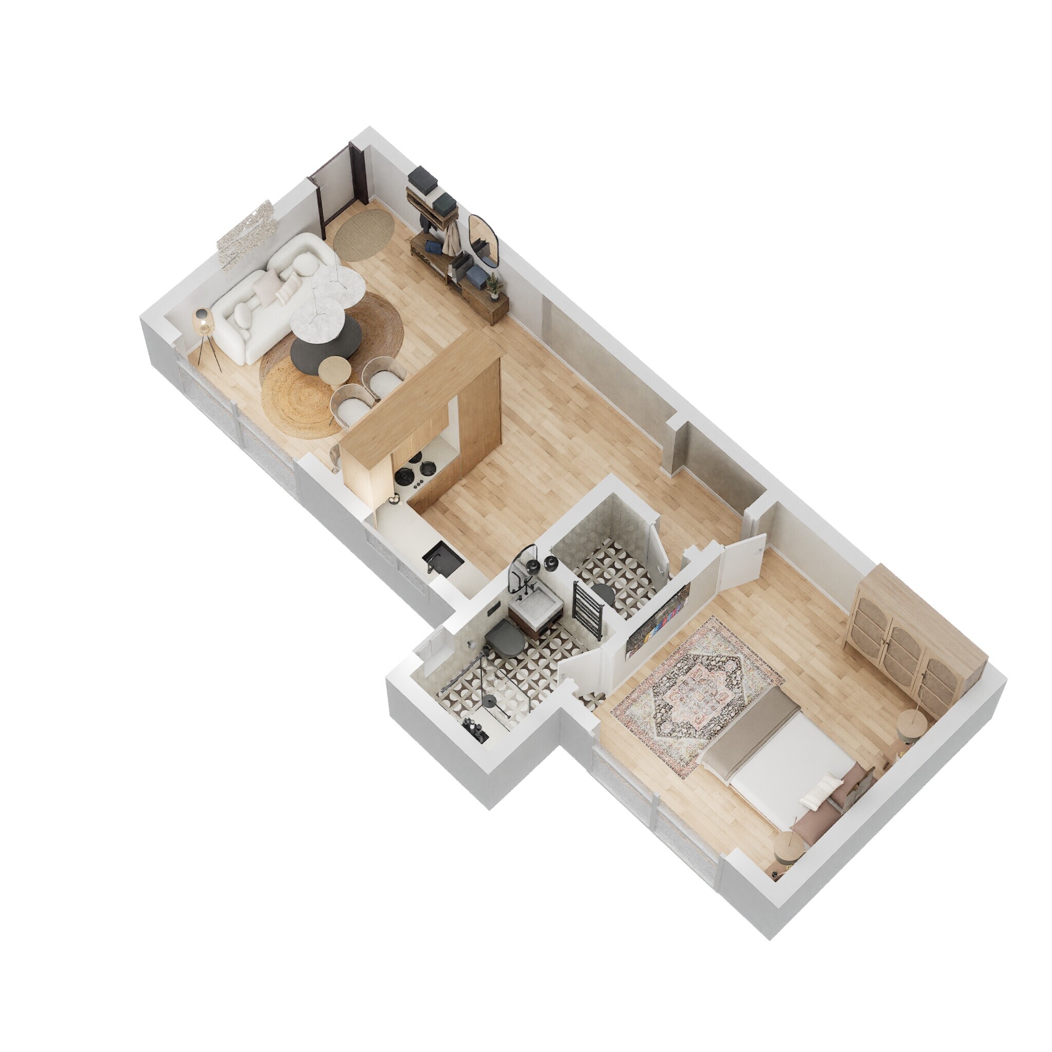 Floor plan of 1 BHK 360 Sq. Ft. Apartment in Ajmera Greenfinity, Mumbai