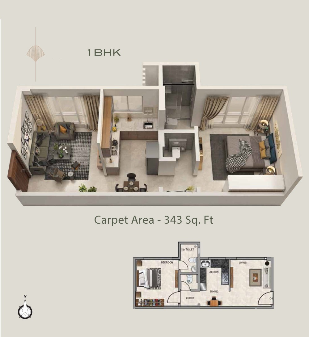 1 BHK 343 Sq. Ft. Apartment in Ajmera Greenfinity Wadala