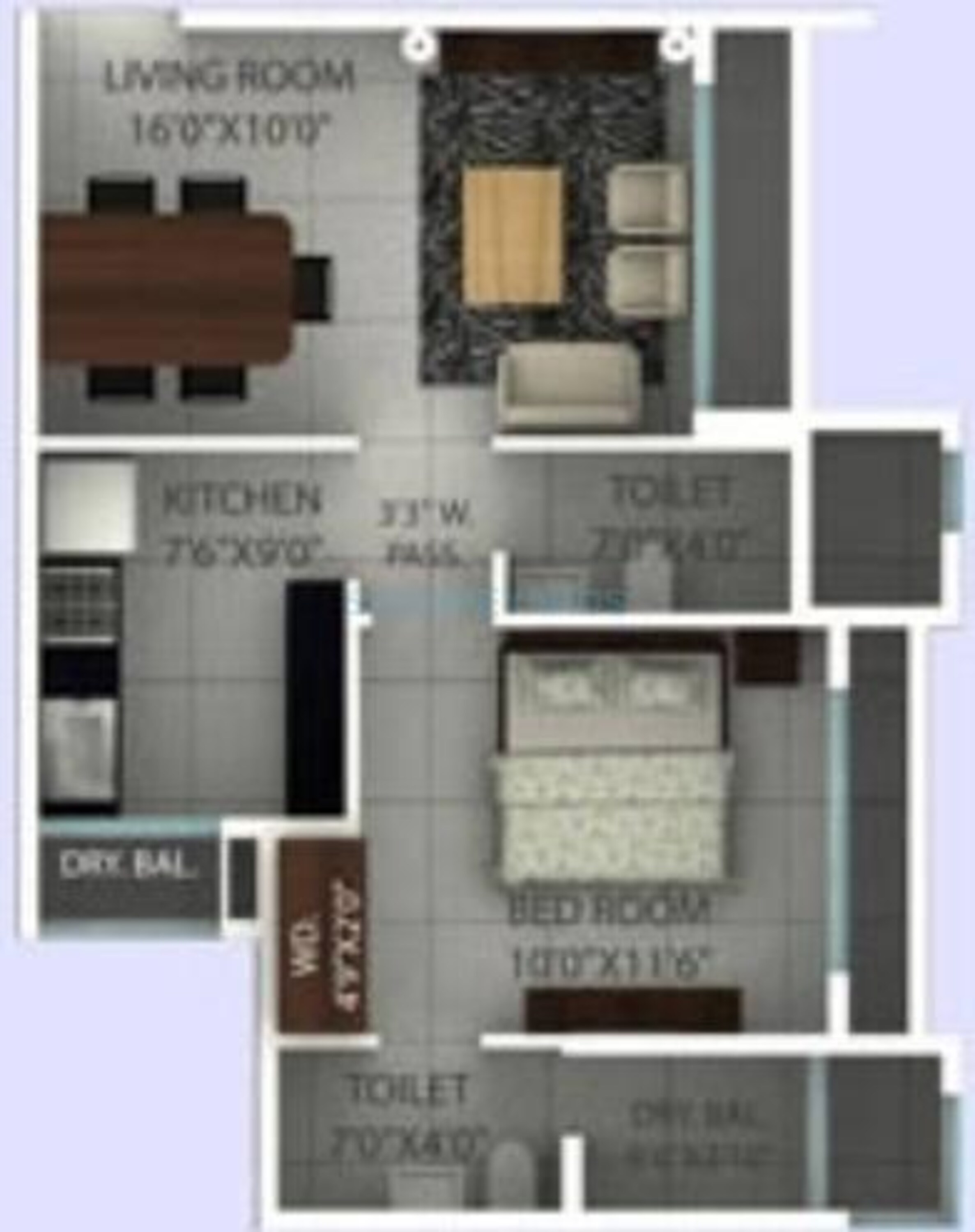 ajmera opal apartment 2bhk 595sqft 1