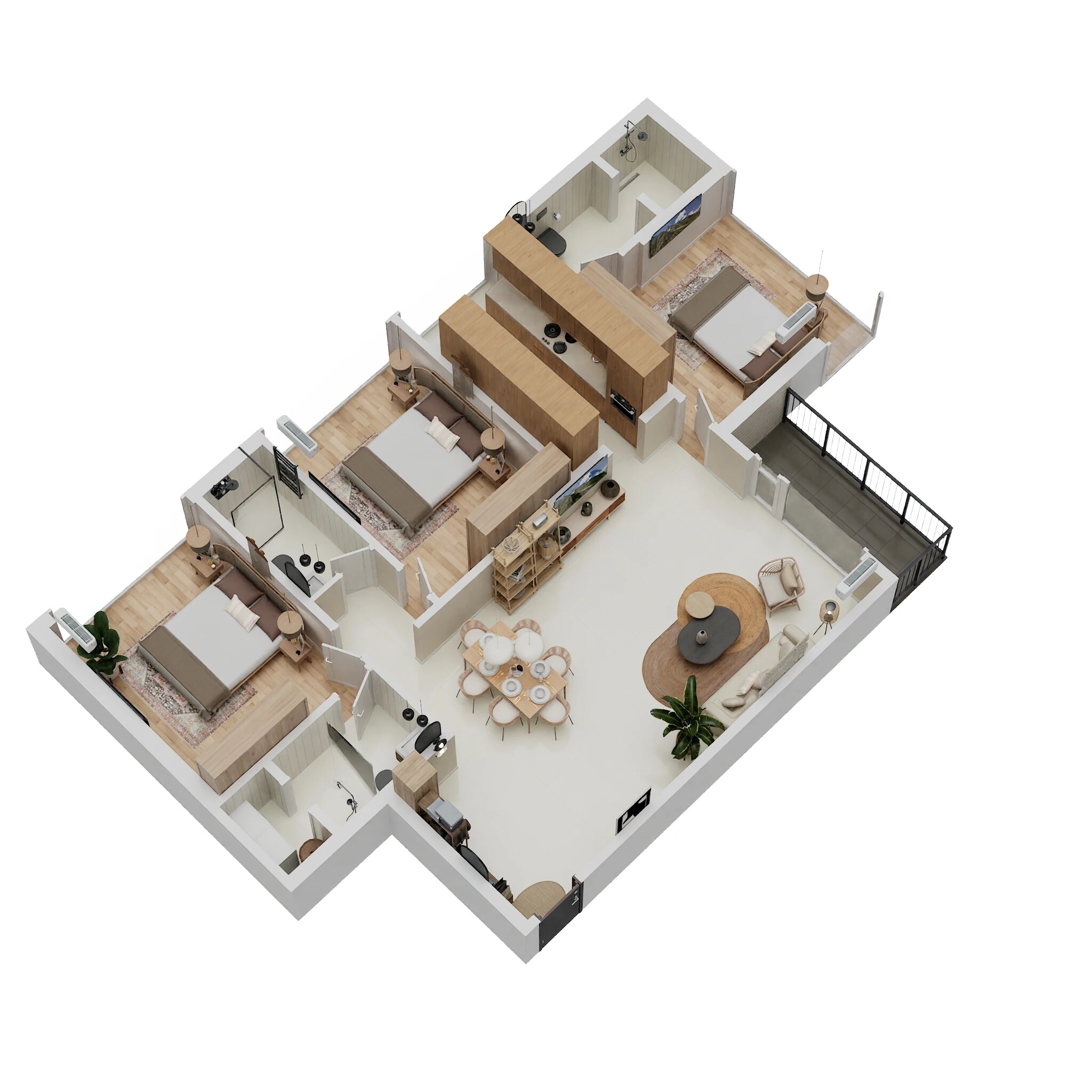 Floor plan of 3 BHK 1211 Sq. Ft. Apartment in Ajmera Prive, Mumbai