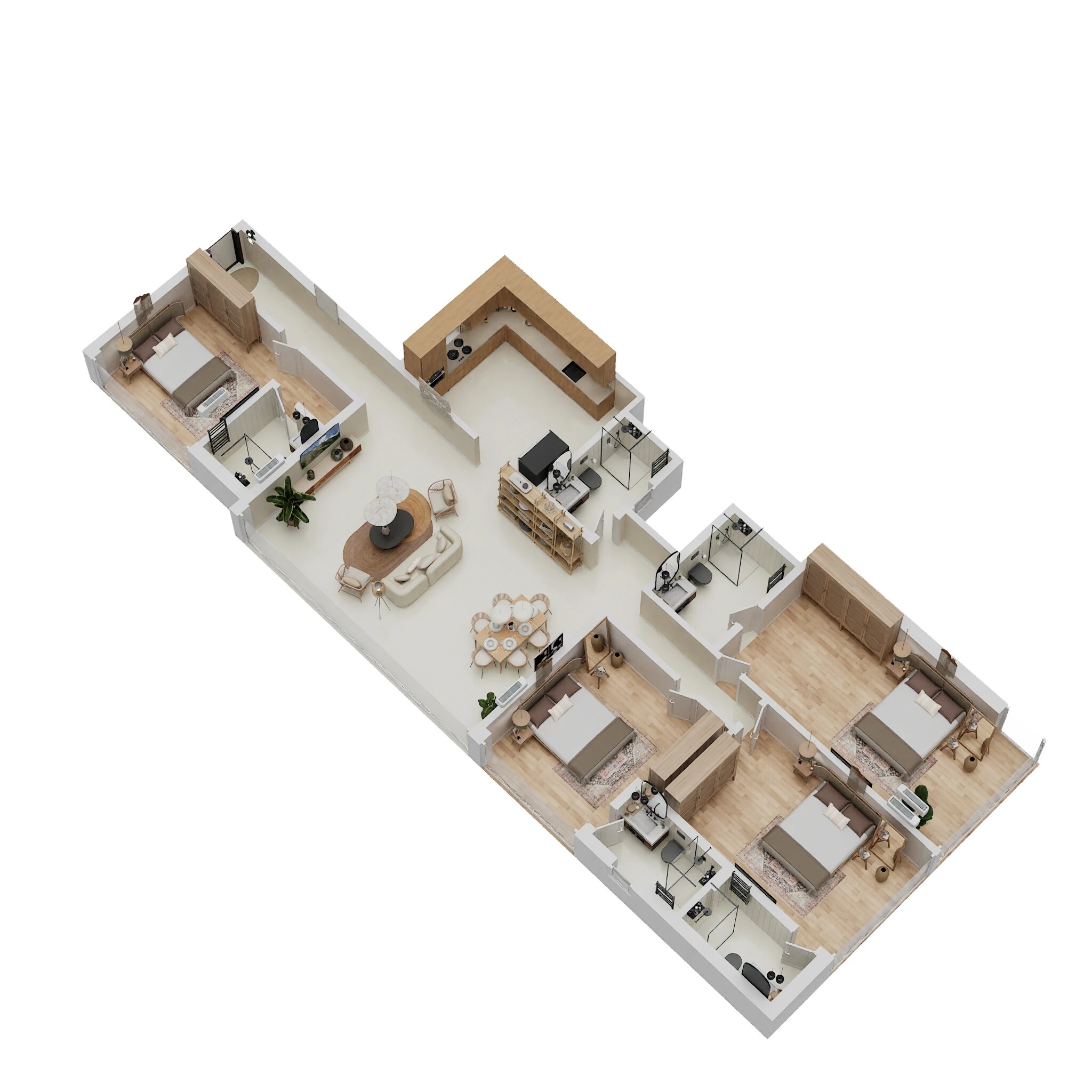 Floor plan of 4 BHK 1734 Sq. Ft. Apartment in Ajmera Prive, Mumbai