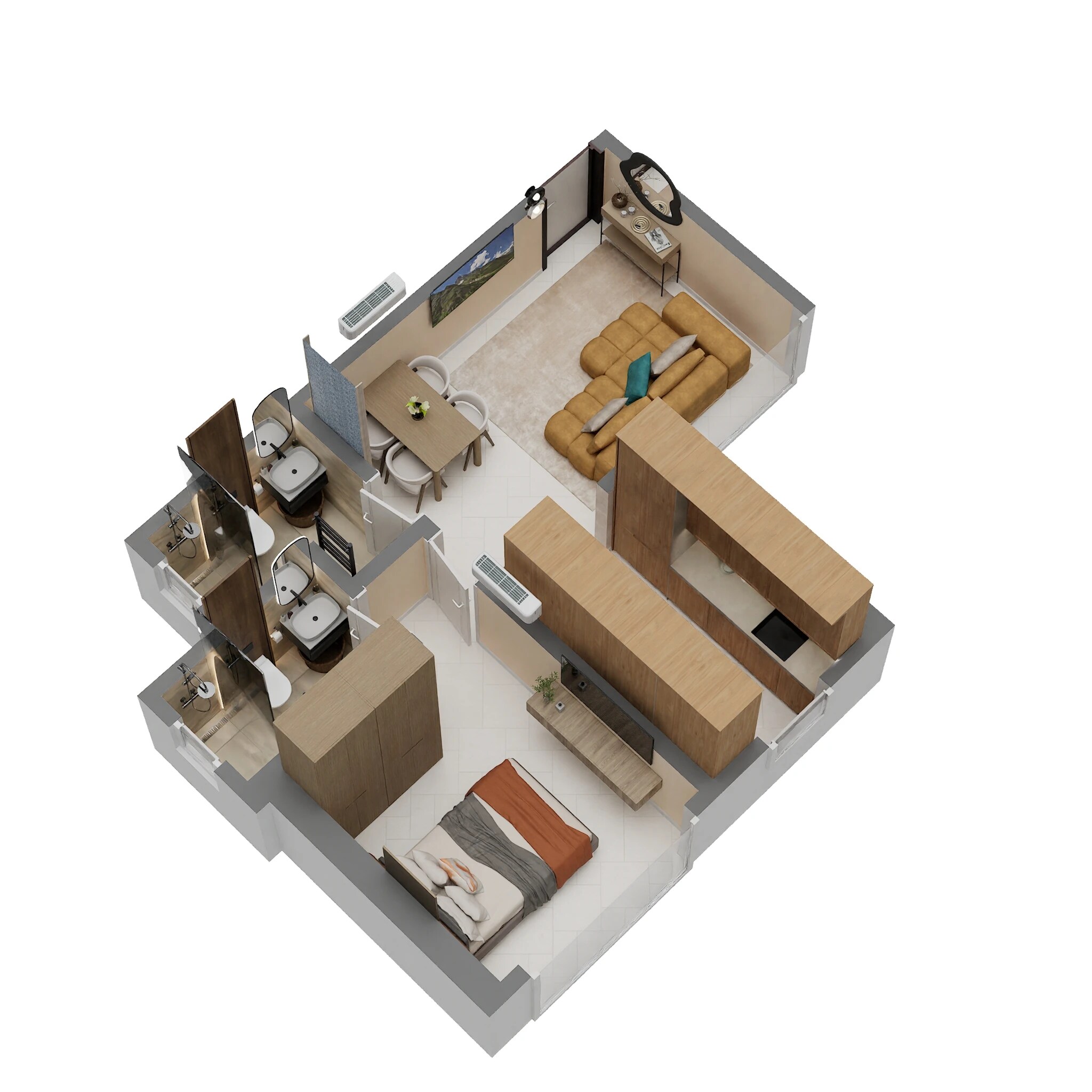 Floor plan of 1 BHK 424 Sq. Ft. Apartment in Ajmera Solis, Mumbai
