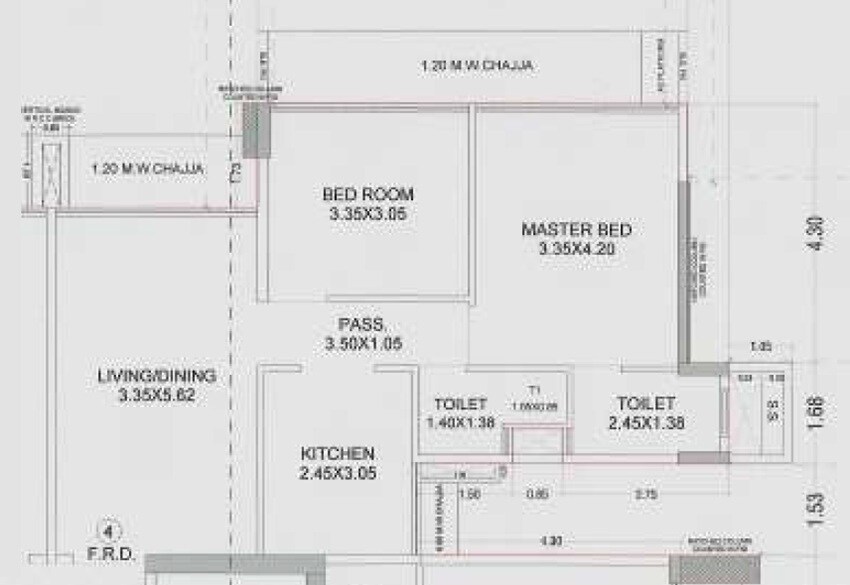 Floor plan of 2 BHK 761 Sq. Ft. Apartment in Ajmera Vann, Mumbai