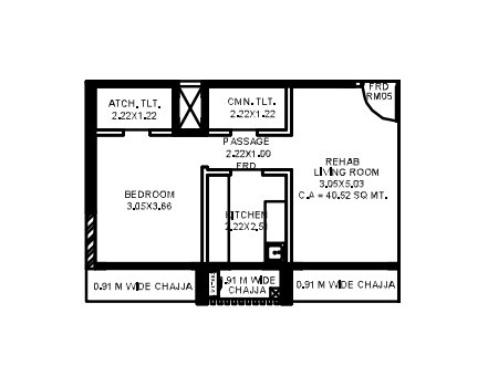 Floor plan of 1 BHK 478 Sq. Ft. Apartment in Ajwaa 379 Vista, Mumbai