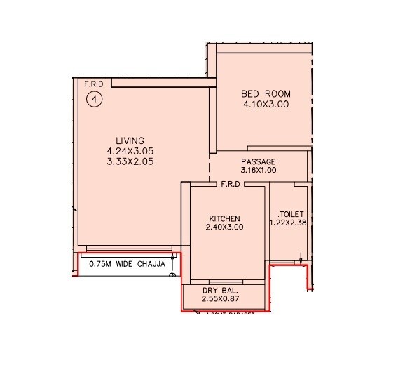 Floor plan of 1 BHK 501 Sq. Ft. Apartment in Alag Capital, Mumbai