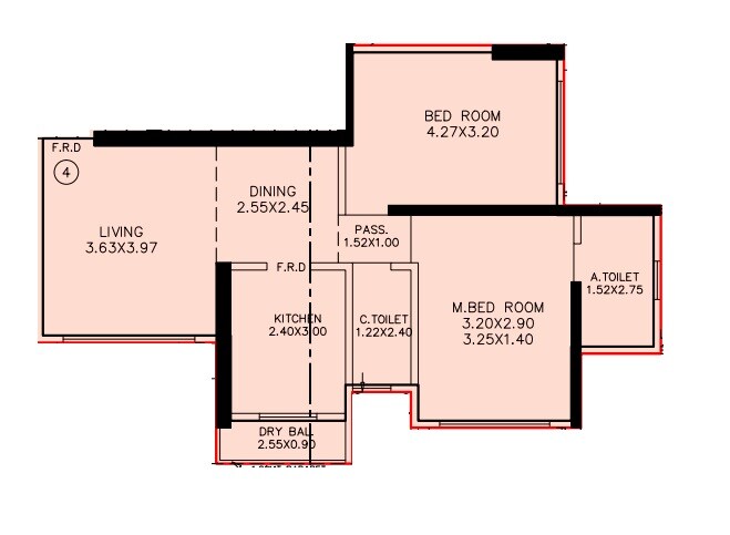Floor plan of 2 BHK 762 Sq. Ft. Apartment in Alag Capital, Mumbai