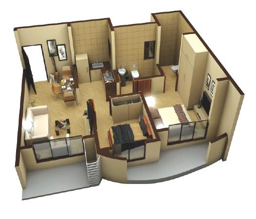 Floor plan of 2 BHK 506 Sq. Ft. Apartment in Alamdar Al-Fatema Heights, Mumbai