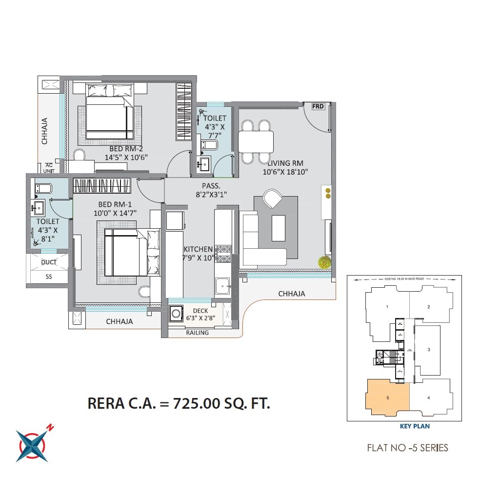 Floor plan of 2 BHK 704 Sq. Ft. Apartment in Alliance Kanchan Krupa, Mumbai