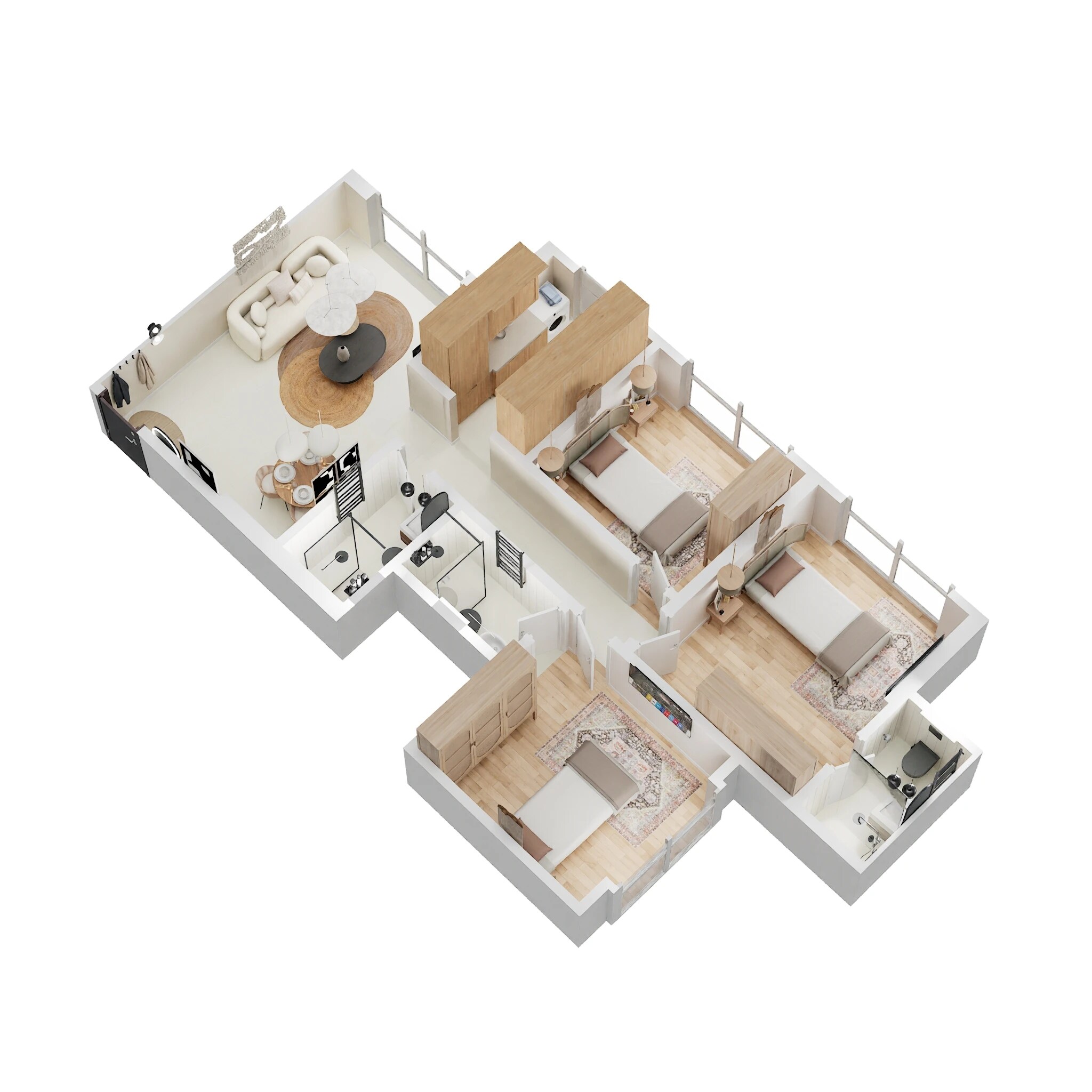 Floor plan of 3 BHK 1018 Sq. Ft. Apartment in Alpine Primo, Mumbai