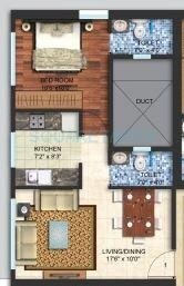 Floor plan of 1 BHK 420 Sq. Ft. Apartment in Alta Vista Phase I, Mumbai