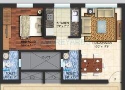 Floor plan of 1 BHK 452 Sq. Ft. Apartment in Alta Vista Phase I, Mumbai