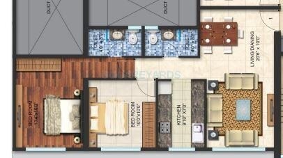 Floor plan of 2 BHK 624 Sq. Ft. Apartment in Alta Vista Phase I, Mumbai