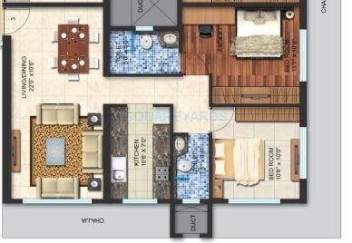 Floor plan of 2 BHK 764 Sq. Ft. Apartment in Alta Vista Phase II, Mumbai