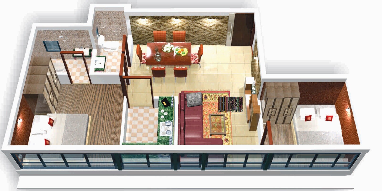 Floor plan of 1 BHK 530 Sq. Ft. Apartment in AM Residency, Mumbai
