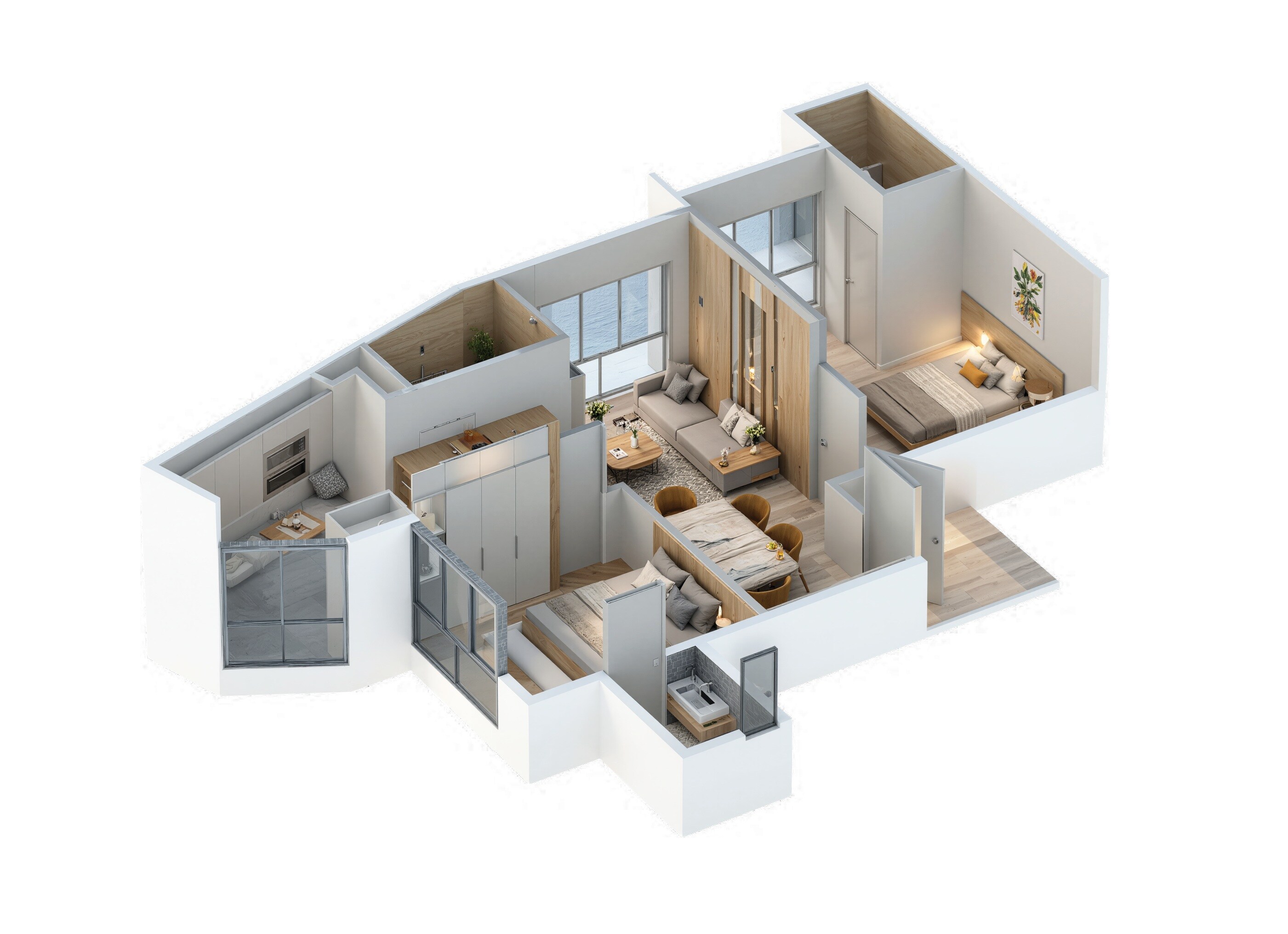 Floor plan of 2 BHK 586 Sq. Ft. Apartment in Amaan Chandra Logassa, Mumbai
