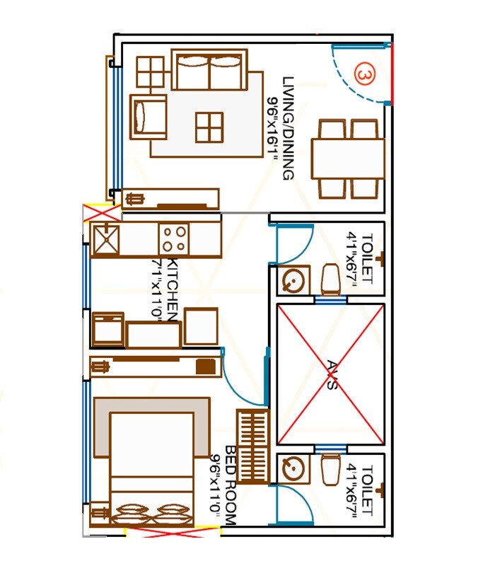 1 BHK 492 Sq. Ft. Apartment