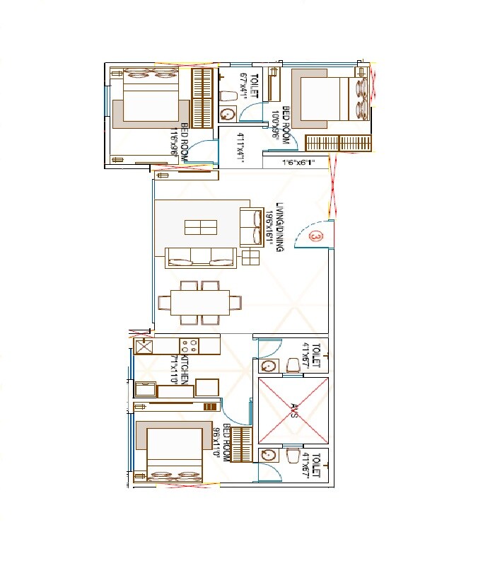 3 BHK 1340 Sq. Ft. Apartment