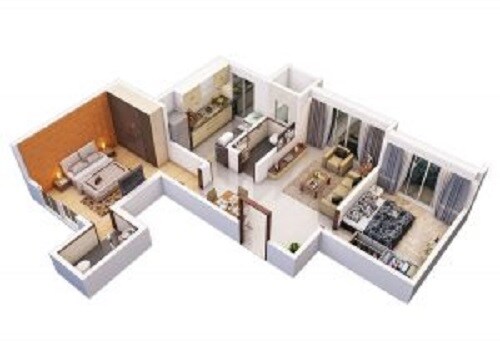 2 BHK 605 Sq. Ft. Apartment