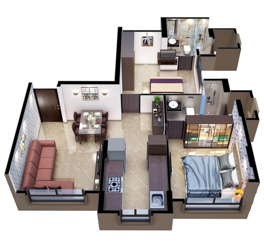 Floor plan of 1 BHK 425 Sq. Ft. Apartment in Ambrosial Utkarsh, Mumbai