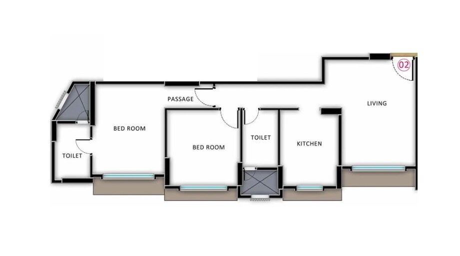 Floor plan of 2 BHK 648 Sq. Ft. Apartment in Ambrosial Utkarsh, Mumbai