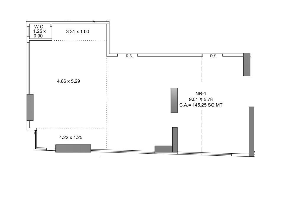 Floor plan of 1633 Sq. Ft. Office Space in Amex 21 Baugh E Hasnain, Mumbai