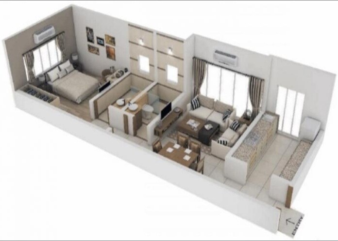 Floor plan of 1 BHK 430 Sq. Ft. Apartment in Ami Suvidha CHS LTD, Mumbai