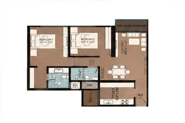 2 BHK 778 Sq. Ft. Apartment