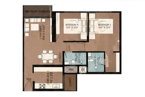 2 BHK 781 Sq. Ft. Apartment