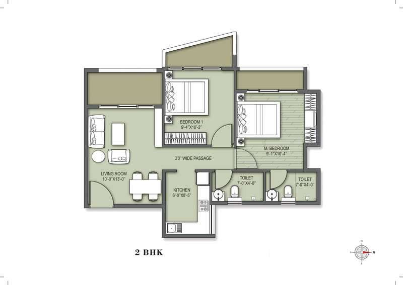 2 BHK 500 Sq. Ft. Apartment in ANA Avant Garde Ph-I