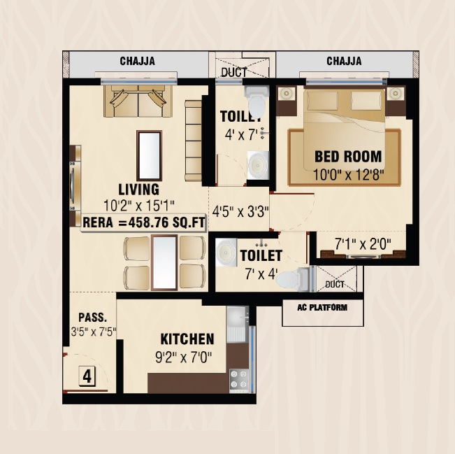 1 BHK 459 Sq. Ft. Apartment in Analiza Anandam