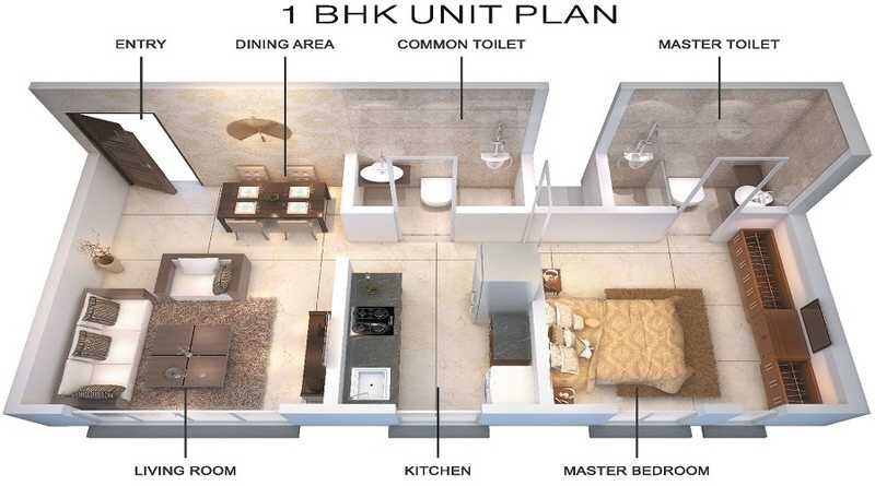 Floor plan of 1 BHK 462 Sq. Ft. Apartment in Anand Heights, Mumbai