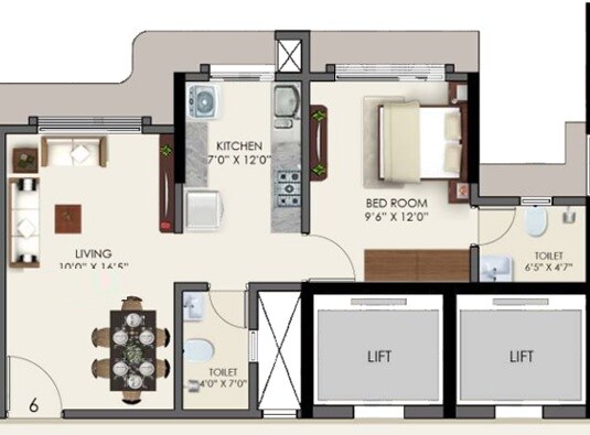 Floor plan of 1 BHK 300 Sq. Ft. Apartment in Anant Tara, Mumbai